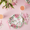 144 Piece Vintage Style Tea Party Supplies with Pink Floral Paper Plates, Napkins, Cups, and Cutlery, Disposable Tableware Set for Girls Baby Shower