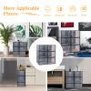 Storage Shoe Box;  Foldable Clear Sneaker Display Box;  Stackable Storage Bins Shoe Container Organizer;  6 Pack - Black